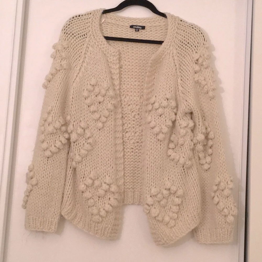 Pom pom cream cardigan